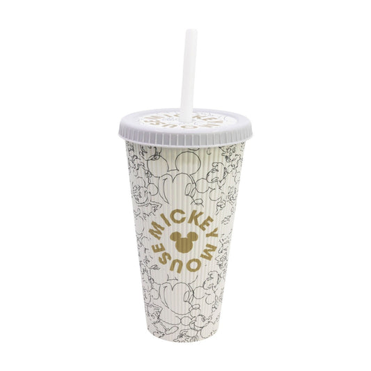 Disney Mickey Mouse Golden Treasure Trinkbecher 790 ml mit strukturierter Oberfläche und Deckel für unterwegs