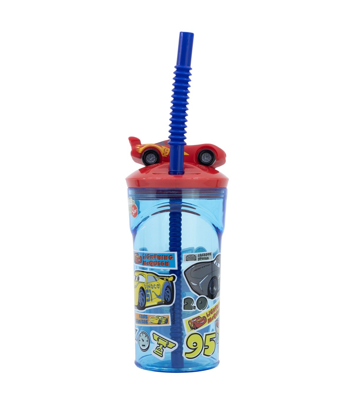 Disney Cars Becher mit Strohhalm 360 ml Kinder Trinkbecher mit 3D Figur und Deckel