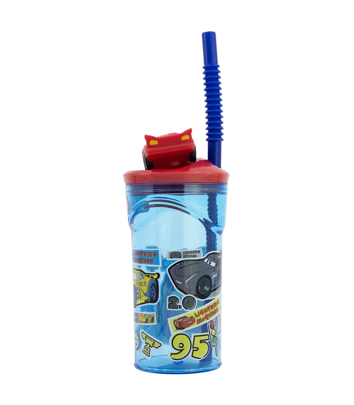 Disney Cars Becher mit Strohhalm 360 ml Kinder Trinkbecher mit 3D Figur und Deckel