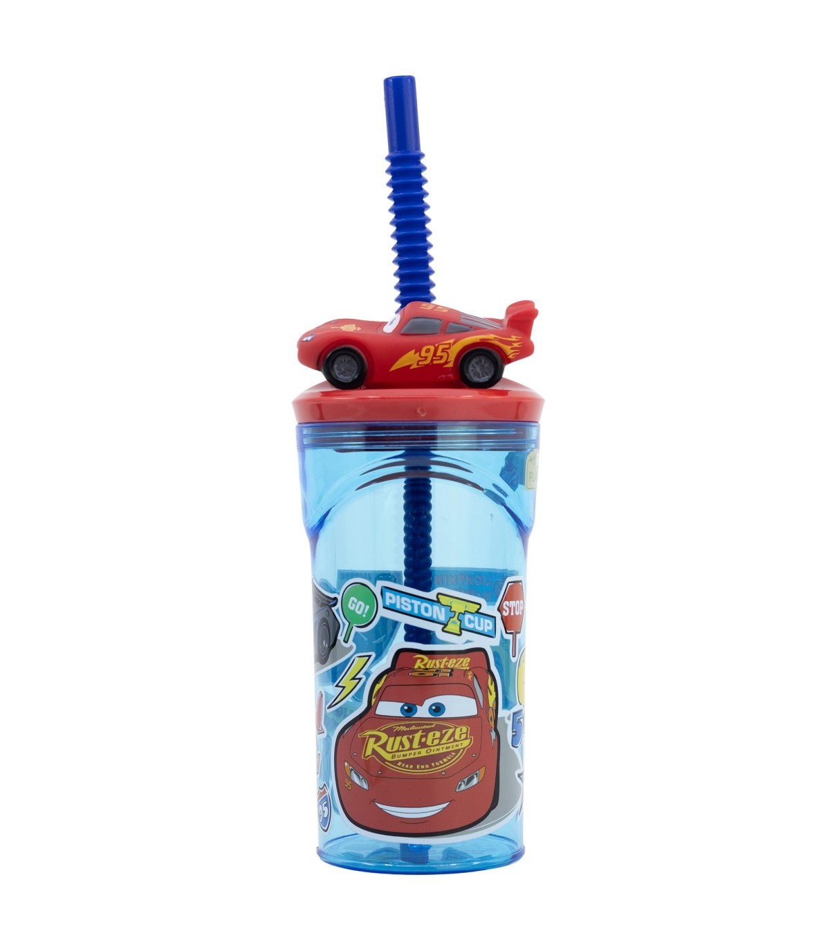 Disney Cars Becher mit Strohhalm 360 ml Kinder Trinkbecher mit 3D Figur und Deckel