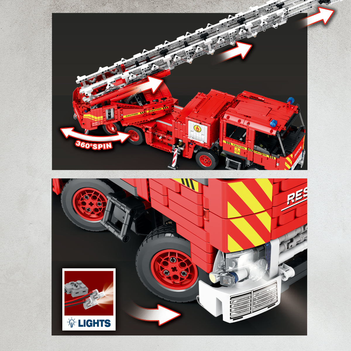 Reobrix 22005 Feuerwehr Drehleiter Klemmbaustein RC Feuerwehrfahrzeug 3266 Teile ab 14