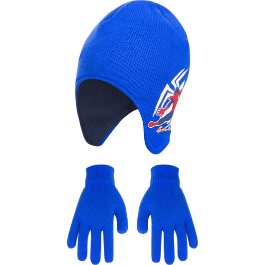Spiderman Mütze Set mit Handschuh 100% Acryl für Kinder bei Wintertagen