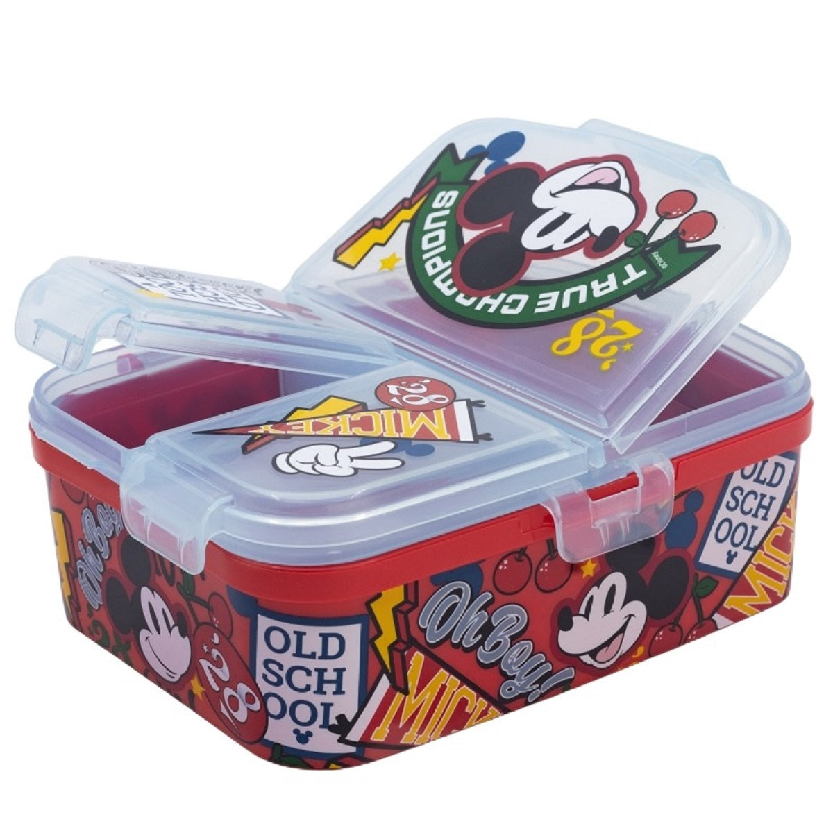 Disney Mickey Mouse Kinder Brotdose XL – Lunchbox mit 3 Fächern & tollem Design