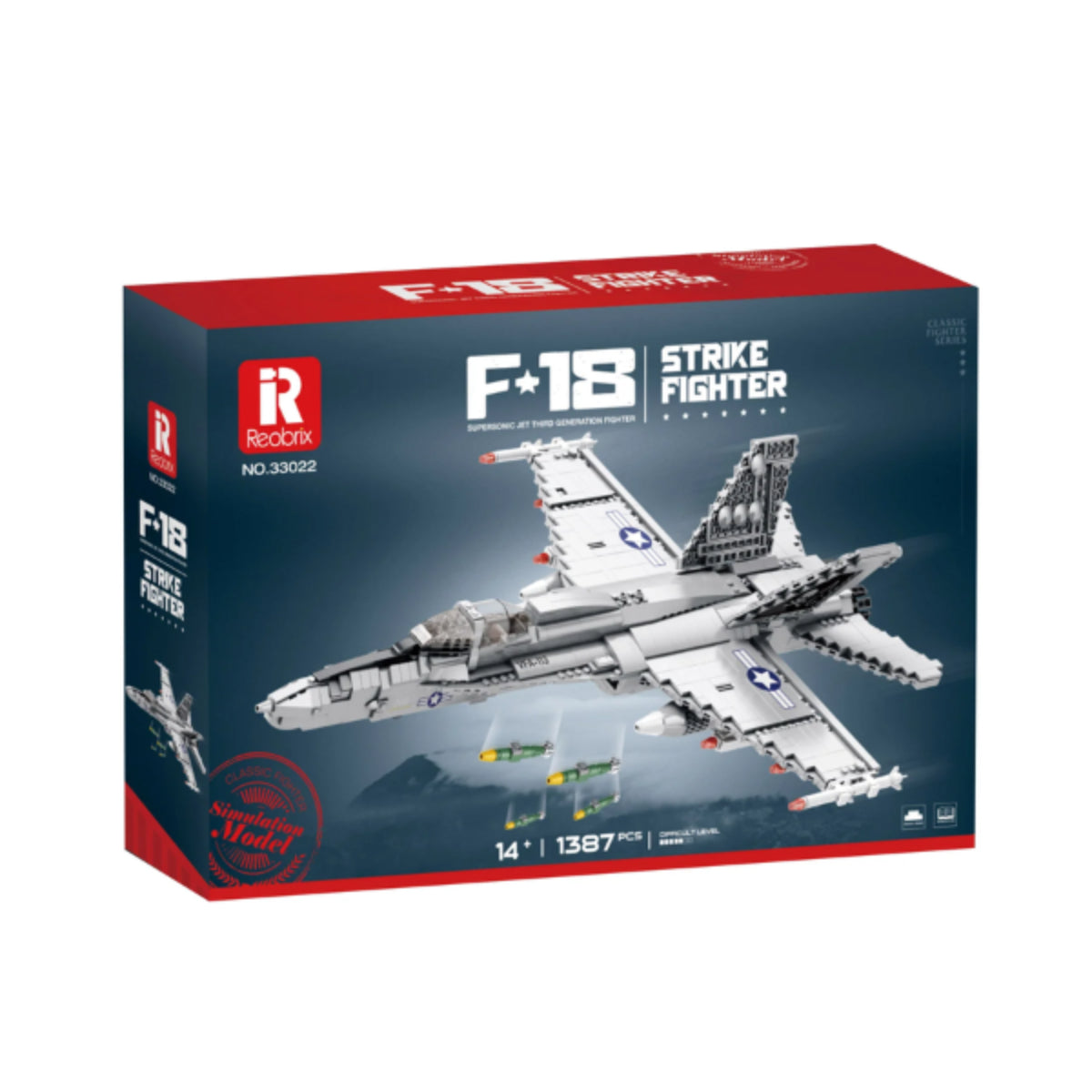 Reobrix 33022 Kampfjet Klemmbaustein Flugzeug 1387 Teile ab 14