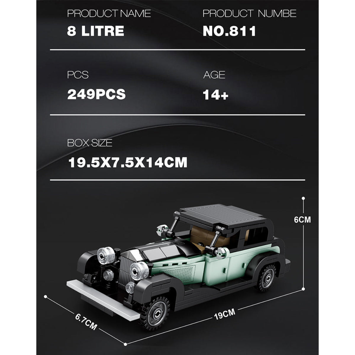 Reobrix 811 Oldtimer 1:24 Klemmbaustein Auto 249 Teile ab 14