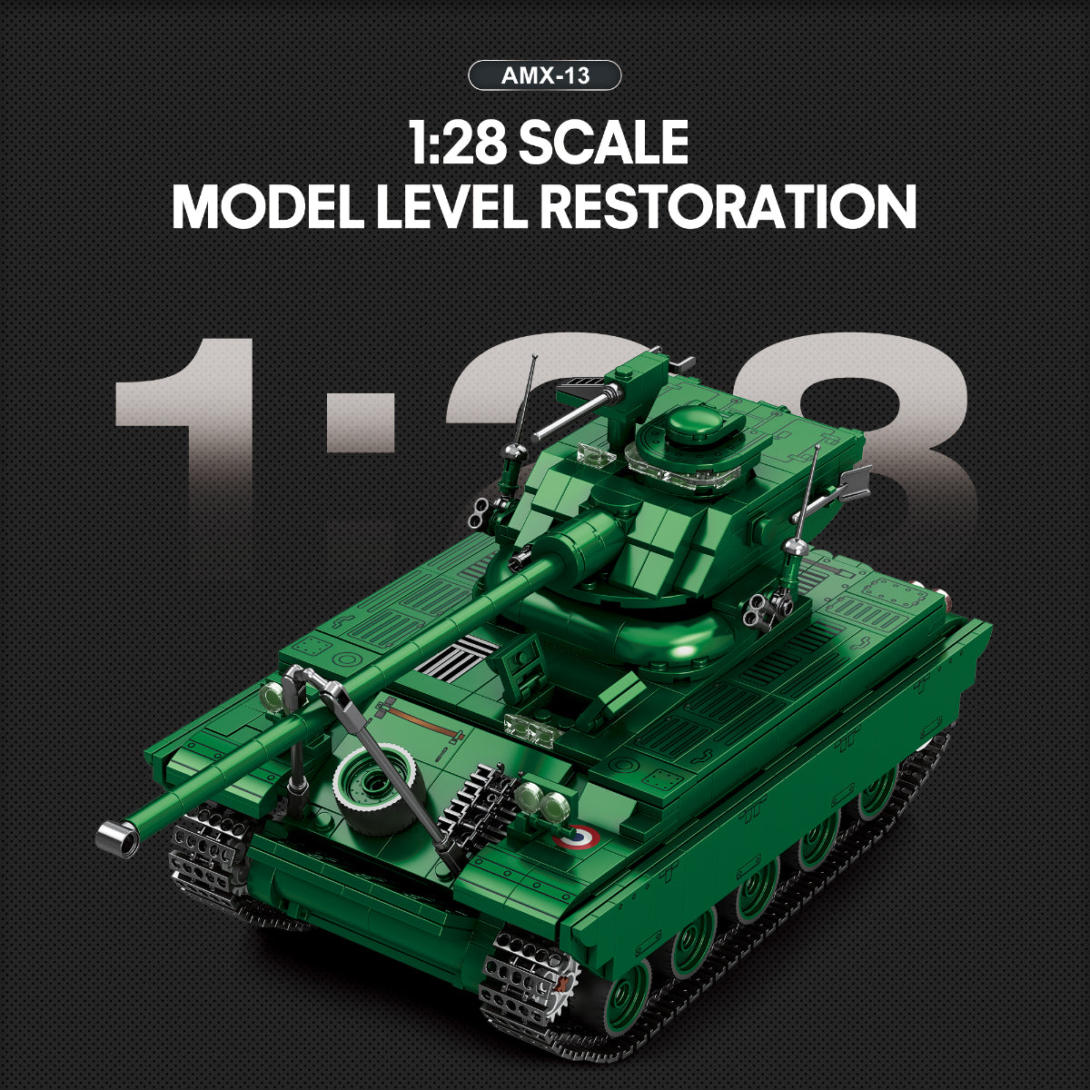 Reobrix 77033 AMX 13 Panzer Klemmbaustein Set 1037 Teile ab 14
