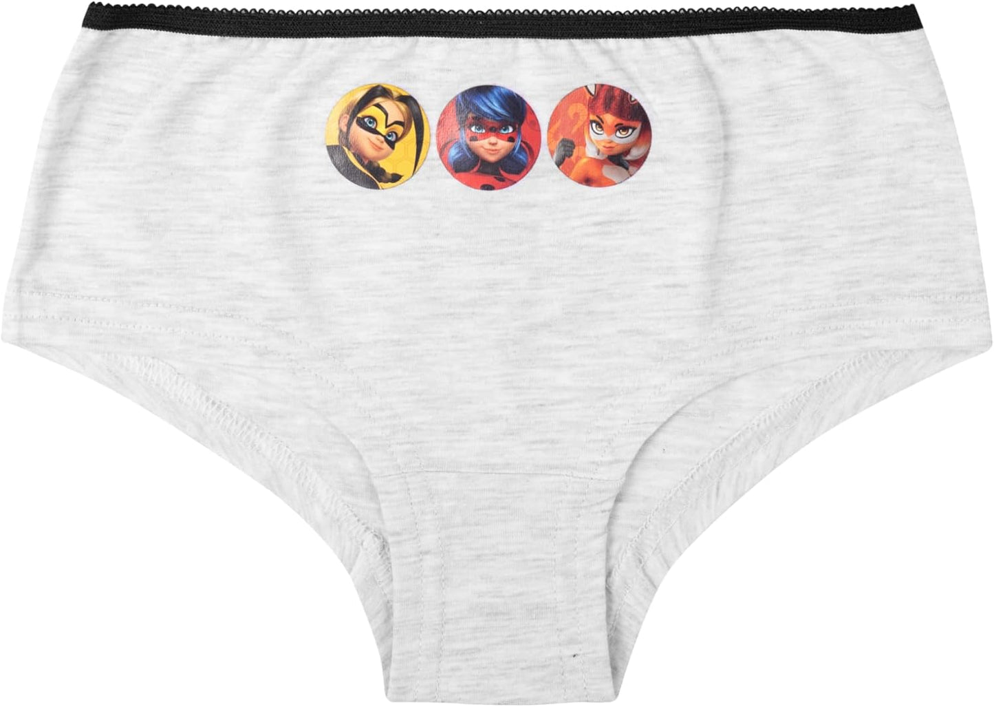 Miraculous Ladybug Panty für Mädchen - Kinder Unterhose Slip Unterwäsche Rot/Weiß/Grau (3er Pack)