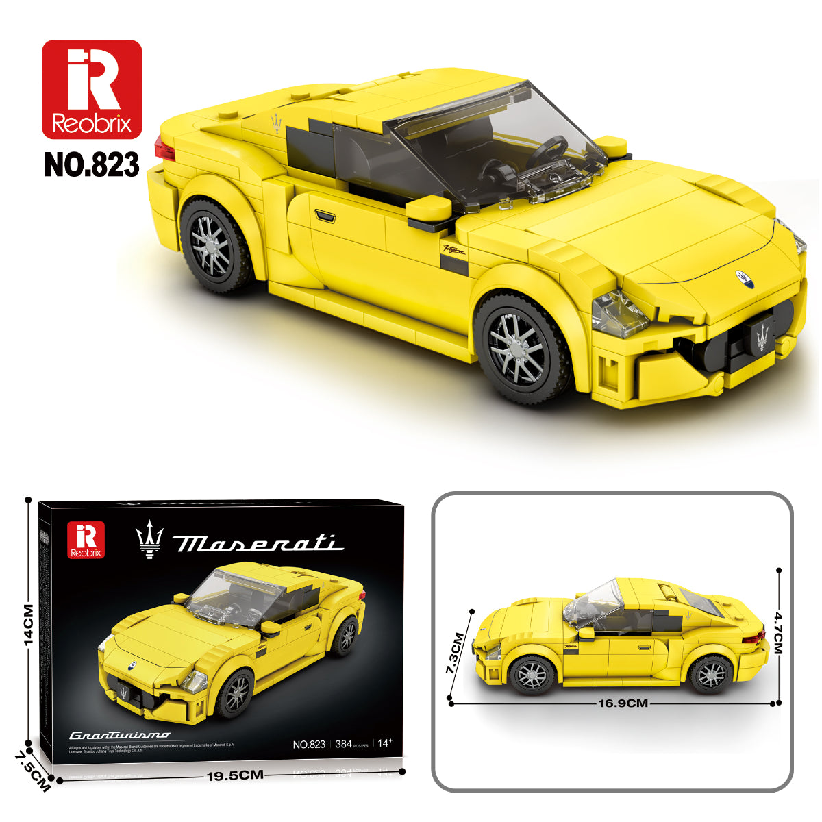 Reobrix 823 Maserati GranTurismo 2024 Klemmbaustein Auto 384 Gelb