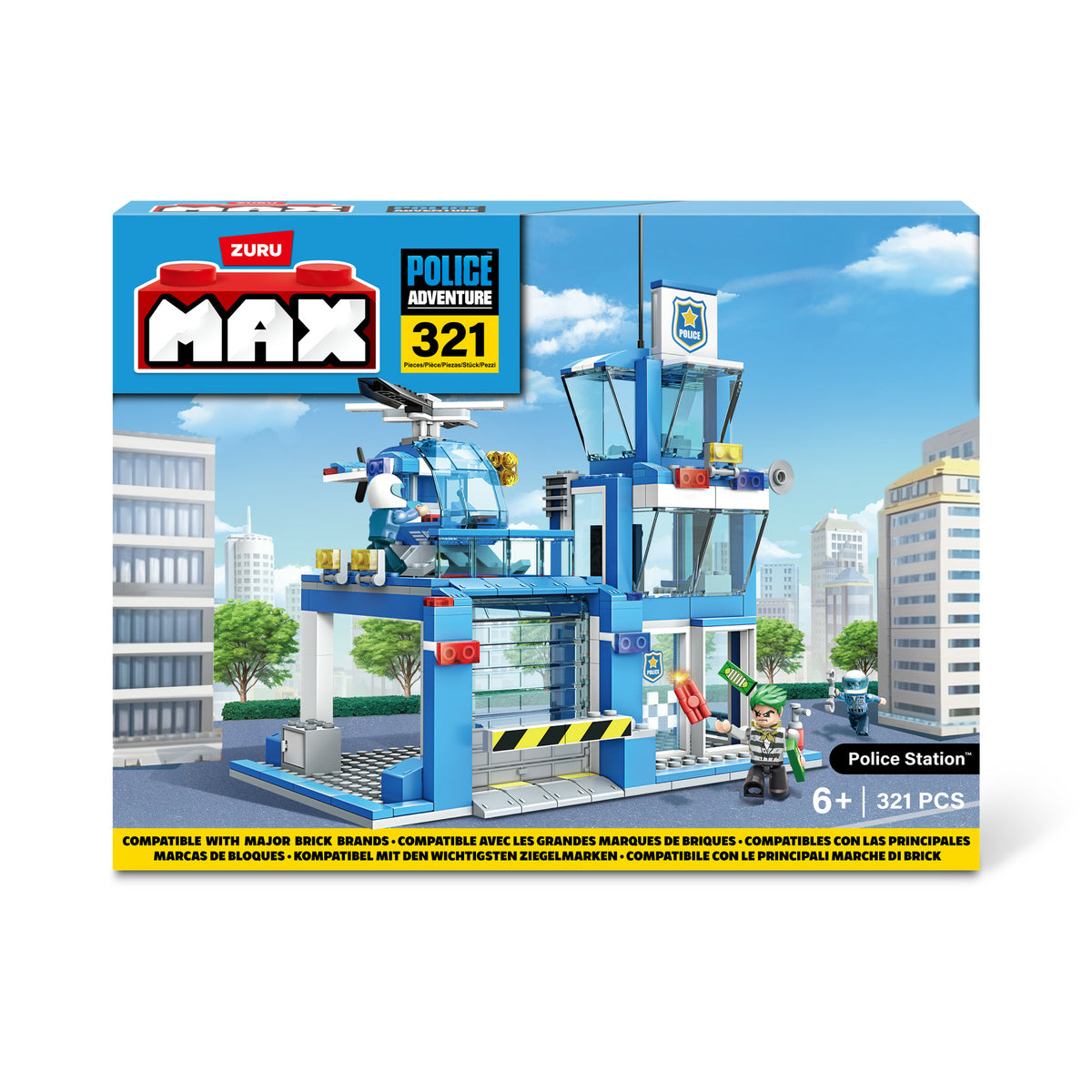 Zuru Max City Police Station 321 Teile Spielset für Kinder mit Polizeiwache und Autos