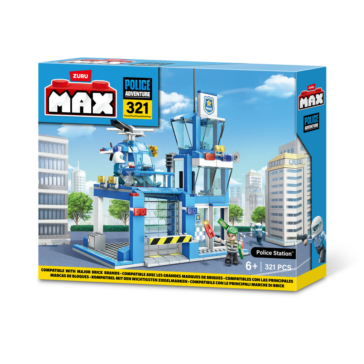 Zuru Max City Police Station 321 Teile Spielset für Kinder mit Polizeiwache und Autos