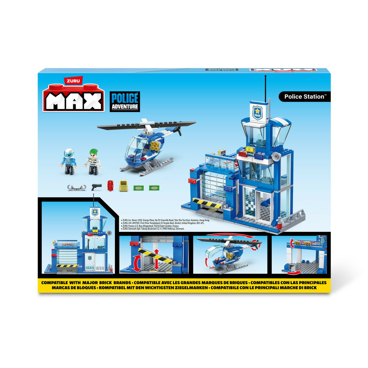 Zuru Max City Police Station 321 Teile Spielset für Kinder mit Polizeiwache und Autos