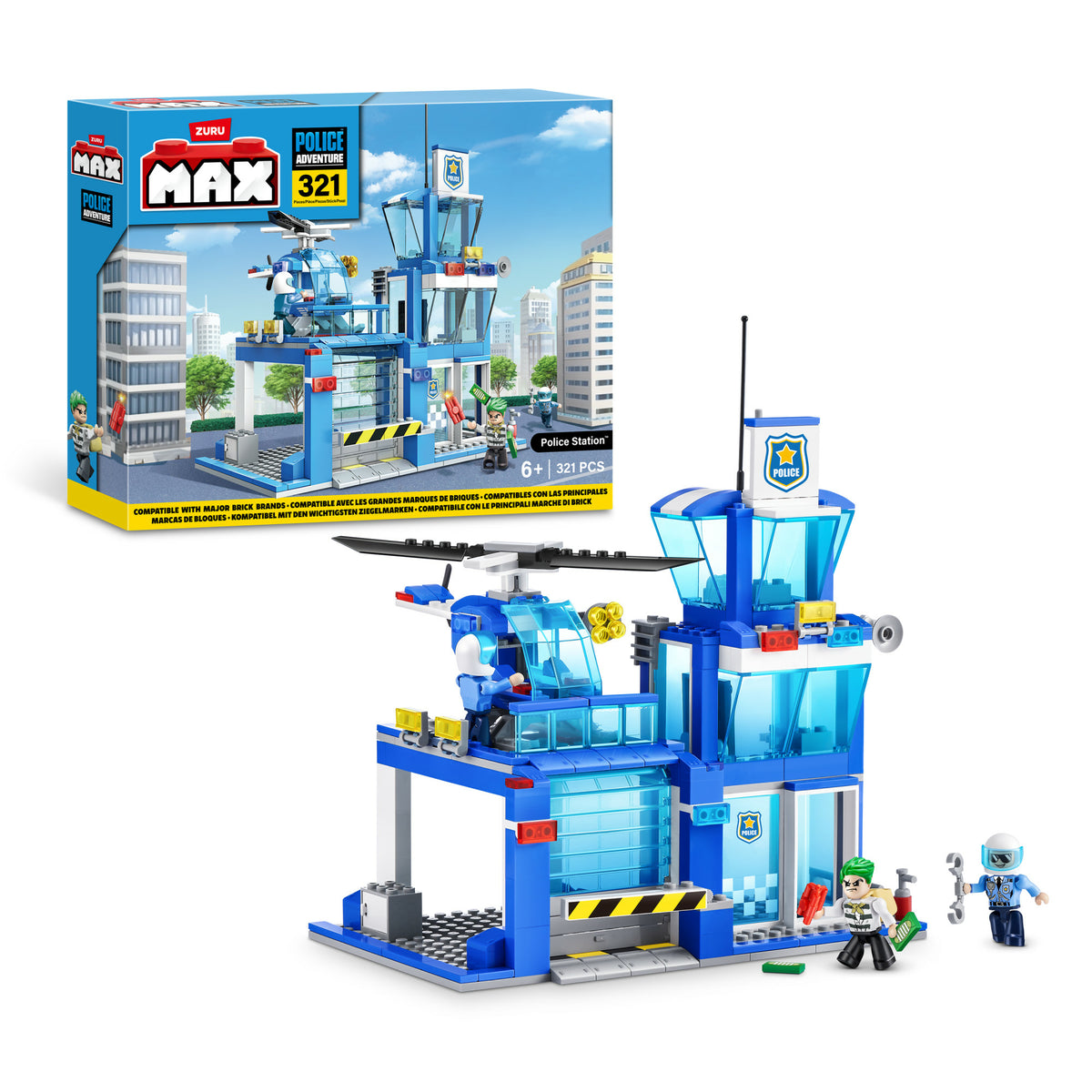 Zuru Max City Police Station 321 Teile Spielset für Kinder mit Polizeiwache und Autos